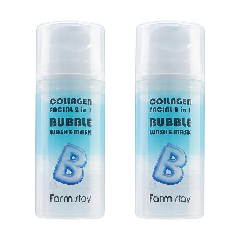 FARM STAY Collagen Facial 2 In 1 Bubble Wash & Mask 100ml (3 Options)