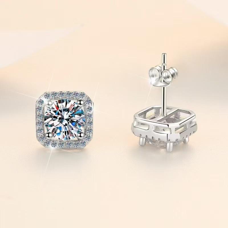 Set Cercei Stud Moissanite Lux & Geantă Pătrată - Accesorii Femei pentru Transmisiuni Live