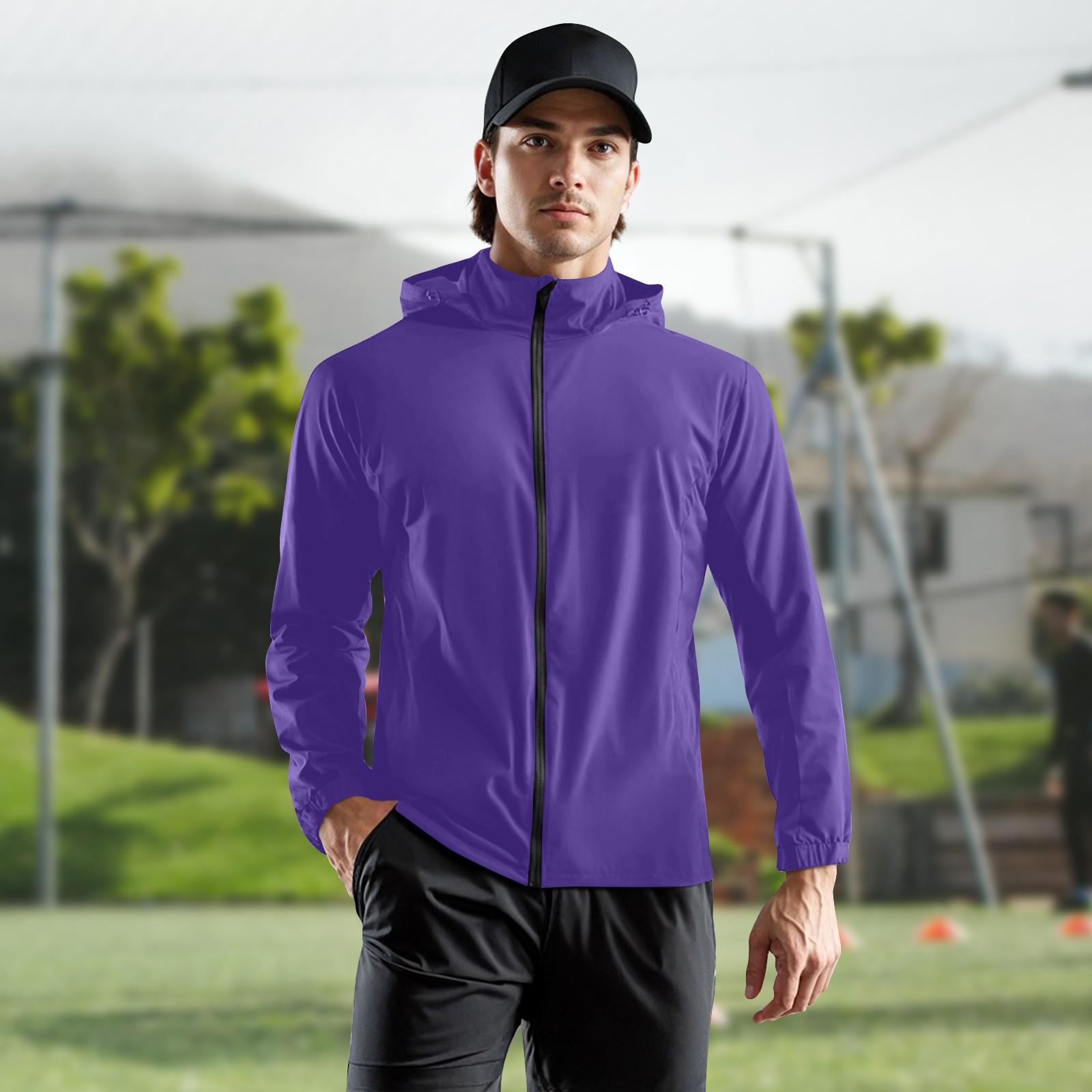 

Детская Взрослая Однотонная Тренировочная Ветрозащитная, Водонепроницаемая И Солнцезащитная Спортивная Куртка для Бега, Фитнеса, Быстросохнущая Куртка XXXL фиолетовый