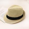 Summer Straw Rhombus Jazz Hat Outdoor Sun Hat Middle-aged and Elderly Travel Leisure Sun Hat Gentleman's Top Hat