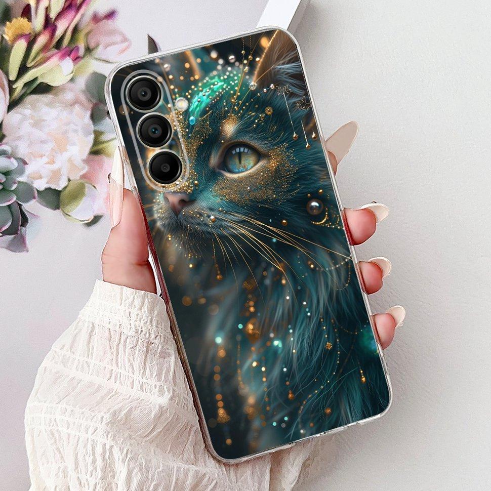 Phone Cases For Samsung Galaxy A15 Case Love Cat Soft TPU Back Cover For Samsung A15 GalaxyA15 Case Shockproof Funda