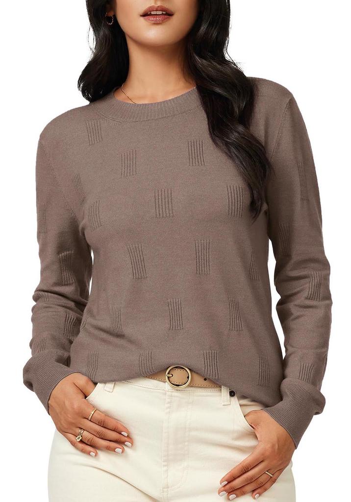 Damen Pullover mit Rundhalsausschnitt und Strukturstrick - Eleganter Lässiger Pullover - Herbst 2025