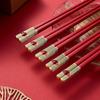 5/10Pairs Non-Slip Japanese Chinese Chopsticks Korean Sushi Sticks Chopsticks Red Love Reusable Chopsticks Alloy Tableware Set