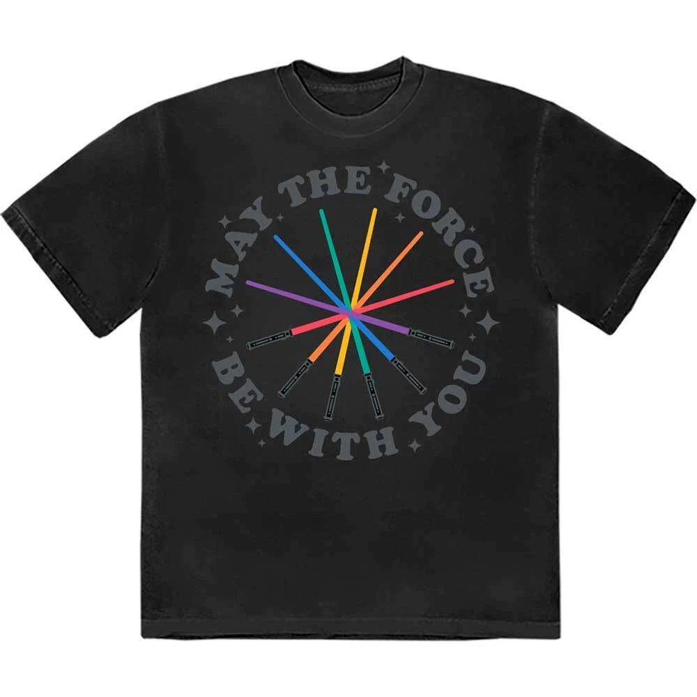 Star Wars Rainbow Sabers T-Shirt Black New XS