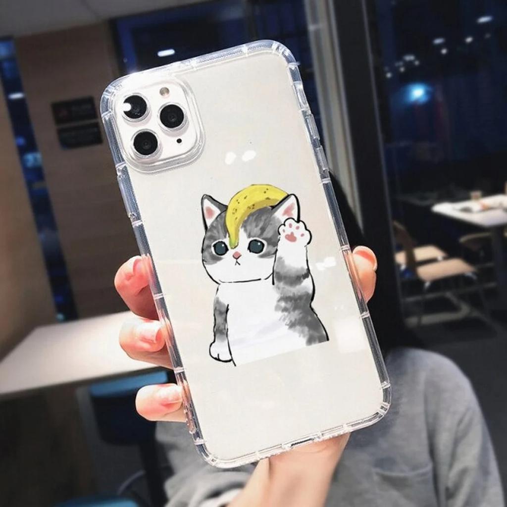 Süße Katze Lustige Cartoon Handyhülle für iPhone 11 12 14 13 Pro Max XR XS X 8 7 Plus Süßes Tiermuster Klare Soft Cover Schale