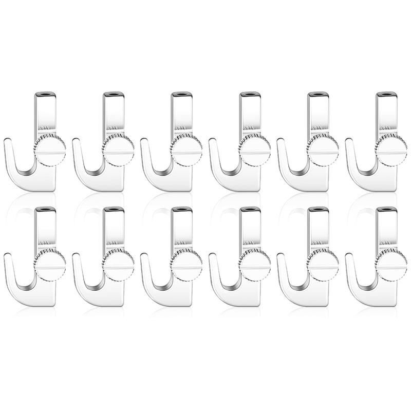 

For Picture Rail Hooks 12Pcs Adjustable Hooks For Picture For Exhibition Art-Hanging System Hangers-Gallery Supplies срібний