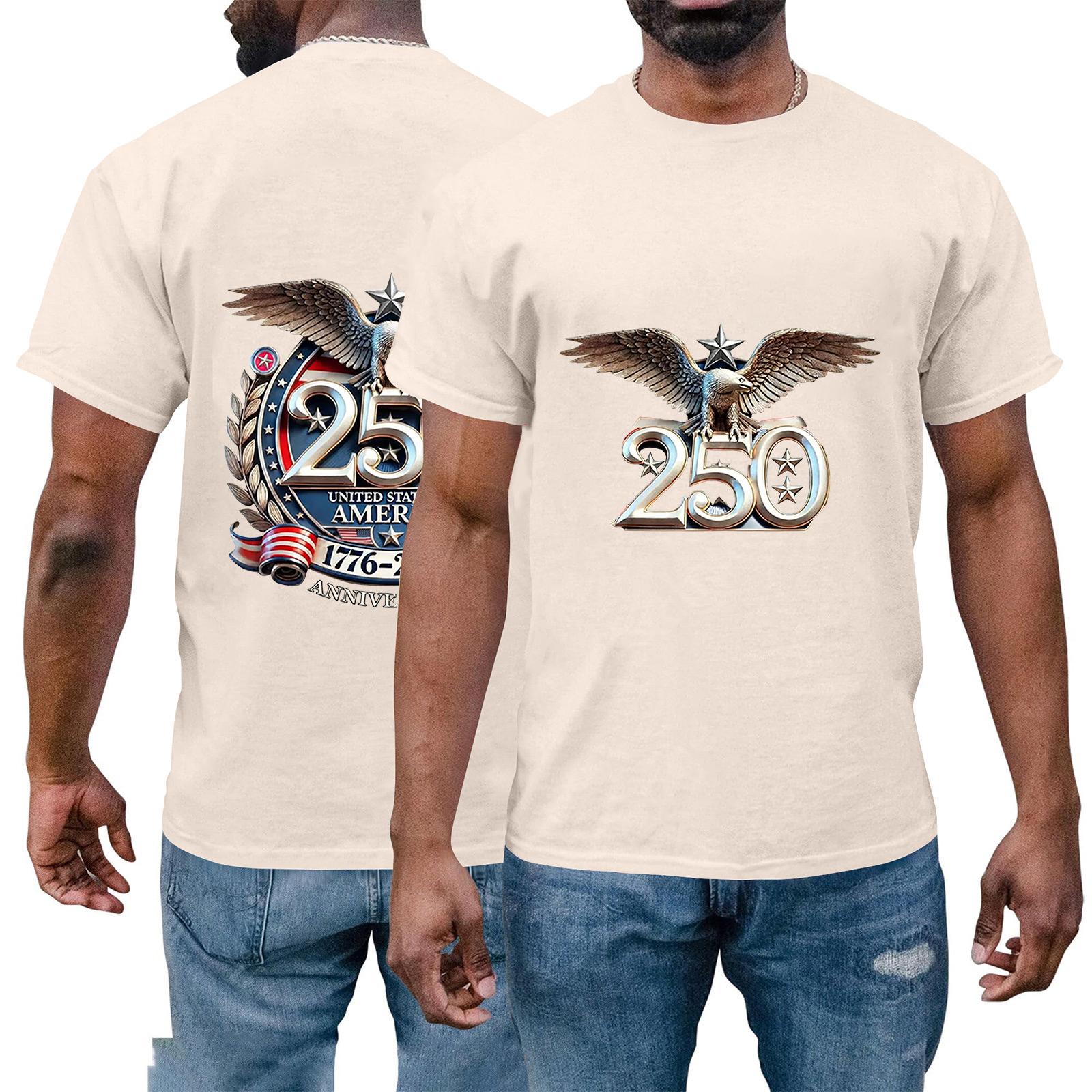 

Men s and women s same short-sleeved casual everyday Independence Day printed short-sleeved shirt XL