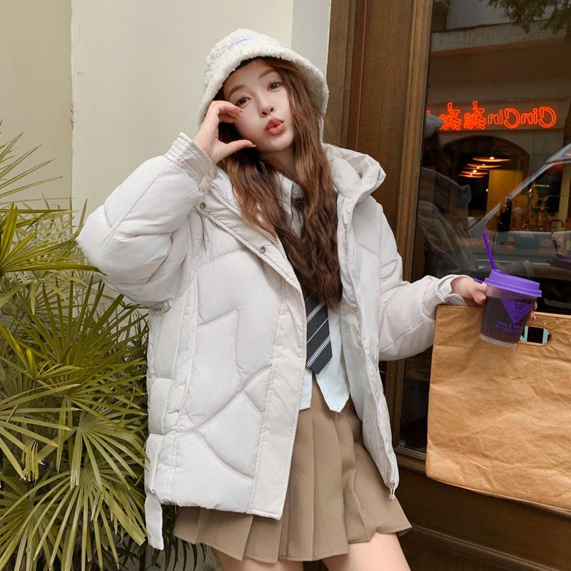 Loose bread jacket women's winter 2025 new short casual hooded plus-size cotton jacket padded jacket