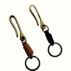2Pcs Creative U Buckle Retro Punk Cowhide Key Chain for Men Handmade Cowhide Rope Braided Car Keychain Keyring Accessories