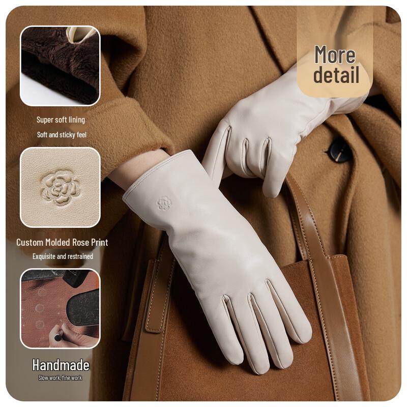 JIUMU Women's Sheepskin Fleece-Lined Winter Gloves