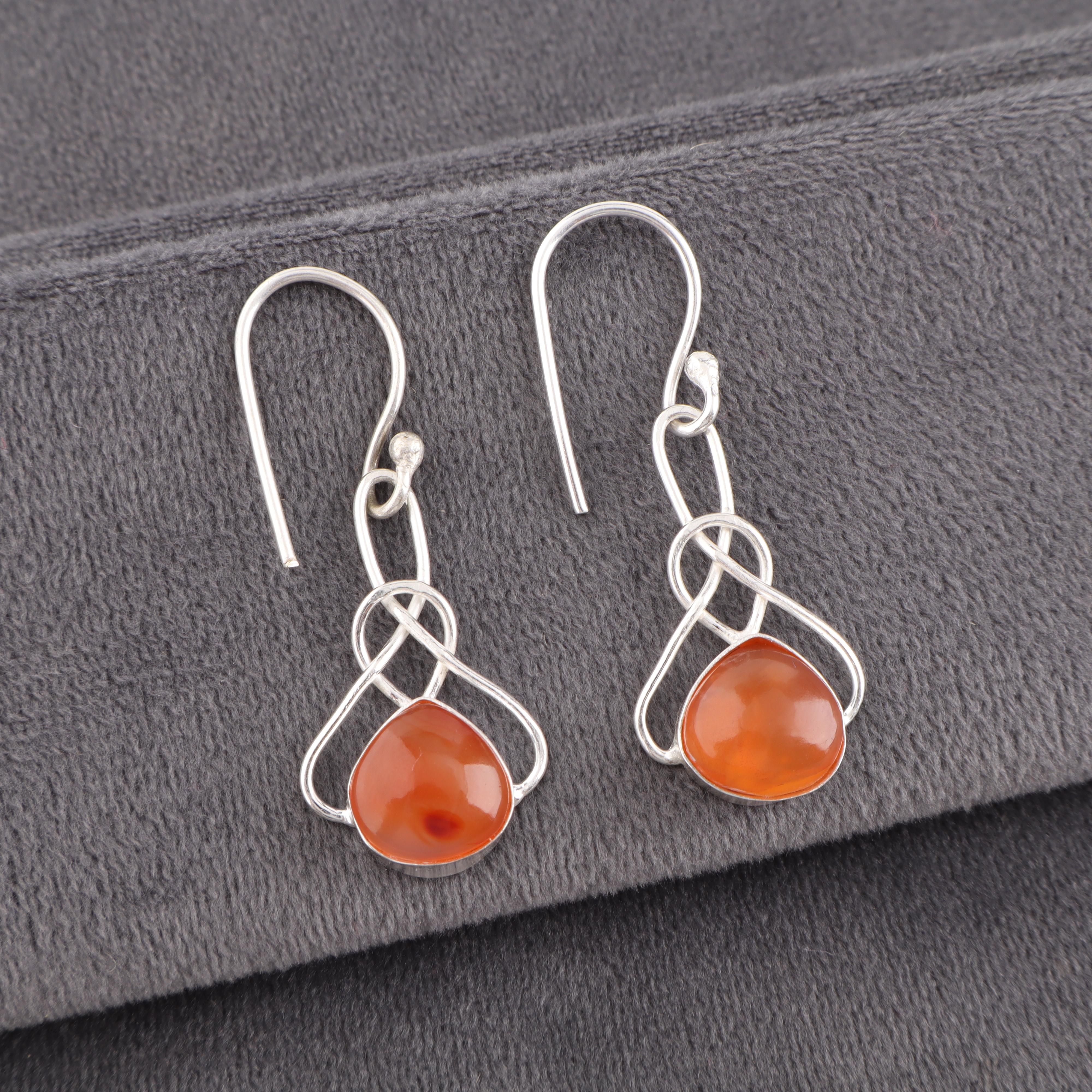 

Украшения из сердолика, серьги из стерлингового серебра 925 пробы, ослепительные серебряные украшения ручной работы для подарка на День благодарения 1.50 Inches оранжевый