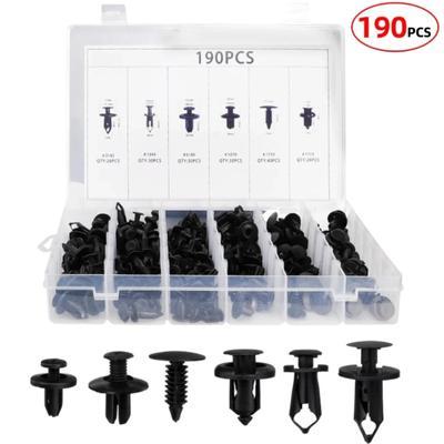 6 Size 190Pcs Auto Fastener Clips Vehicle Retainer Rivet Door Panel Fender Liner Bumper Fender Trim Plastic Mixed Car Clips