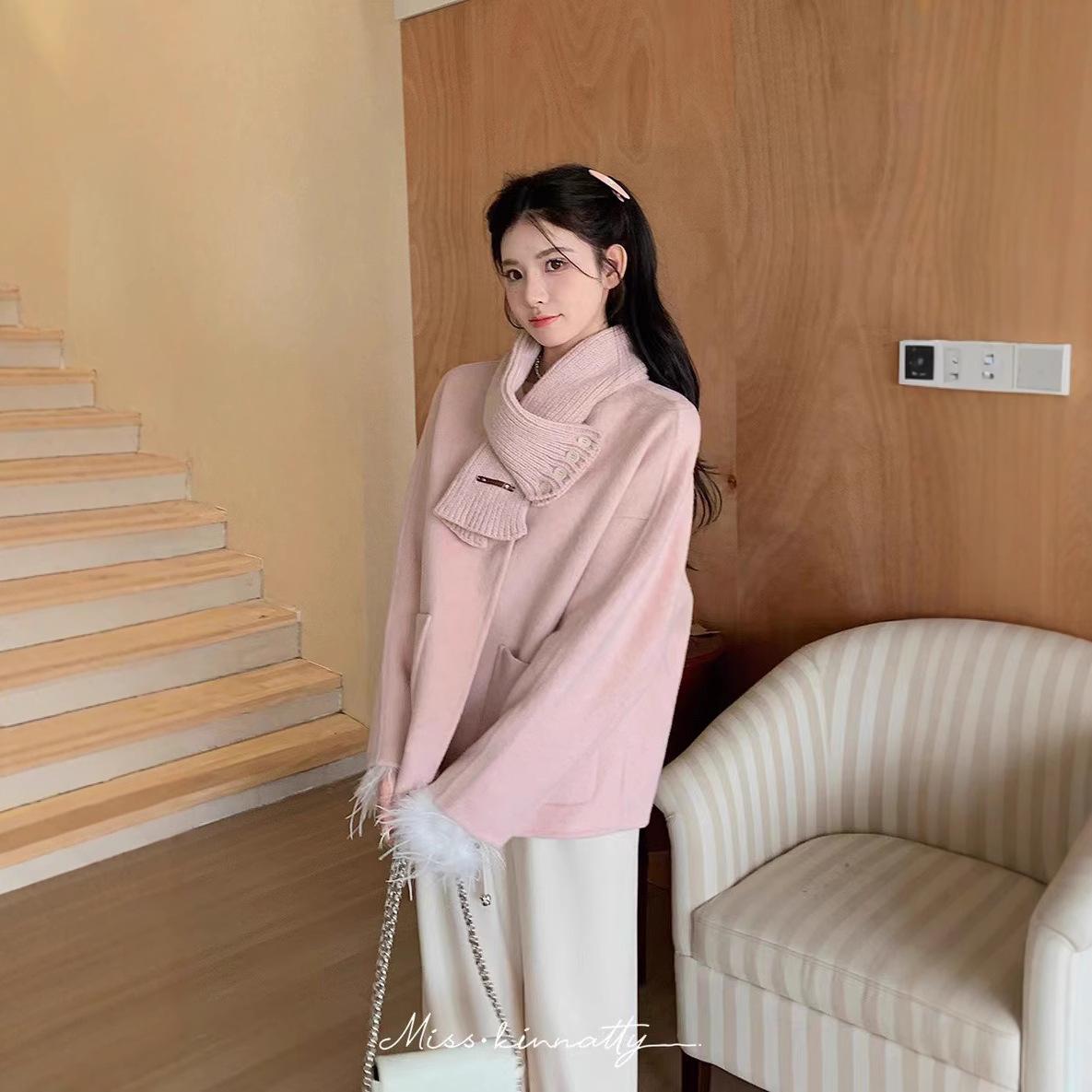 

Шарф в корейском стиле, нежное женское двухстороннее шерстяное пальто Petite M