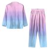 Women's 2 Piece Printed Suit Long Sleeve Button Up Top Wide Leg Pants Suit Set Pajamas Home Casual Suit