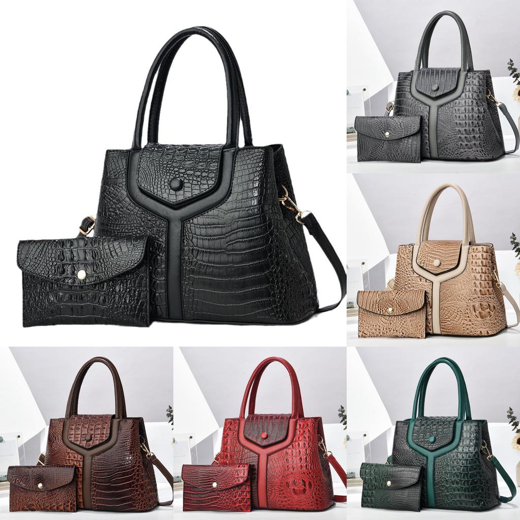 Borsa Tote Moda Transfrontaliera da Donna con Fantasia Coccodrillo ad Ampia Capacità per Uso Quotidiano