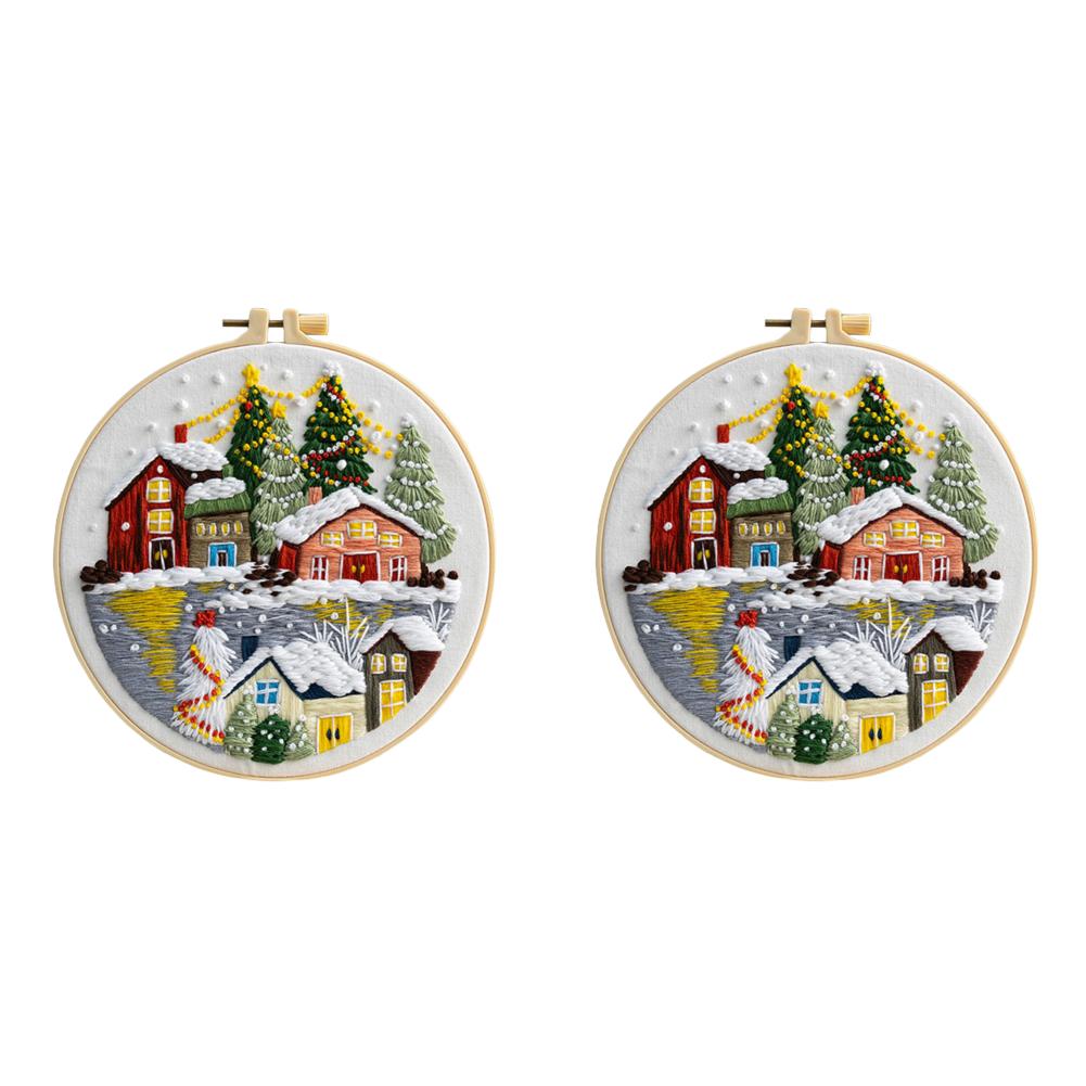 1/2Pcs Christmas Embroidery Kit DIY Cross Stitch with Needle Merry Christmas Ornaments Needlework Handmade for Home Decor Gifts