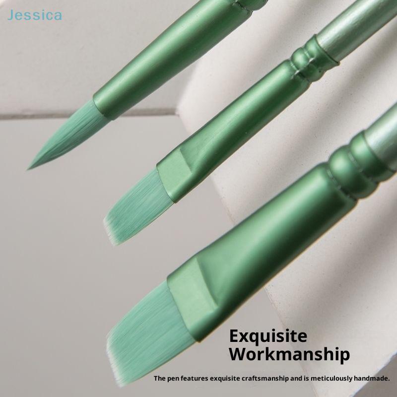 Nylon Bristle Wooden Handle Pointed And Flat Watercolor Paintbrush Set For Art, Acrylic, Gouache, And Oil Painting