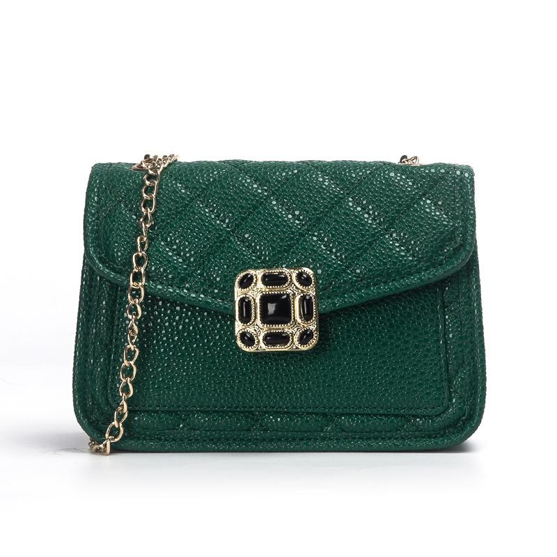 

Модная маленькая квадратная сумка-цепочка с вышивкой бриллиантами, тренд 2025, сумка-мессенджер на плечо из икры зелёный