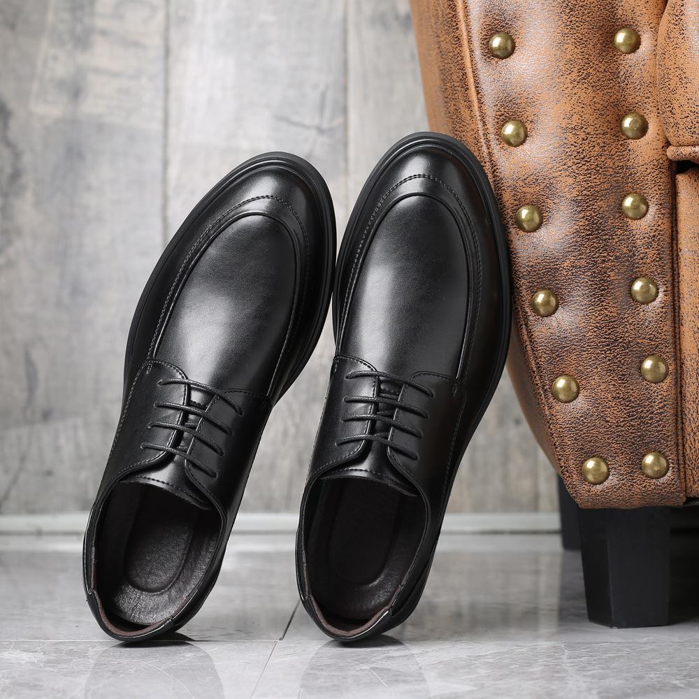 Man Fashion Leather Dress Business Derby Shoes For Men Wedding Shoe Square Toe Comfortable Lace Up Club Party