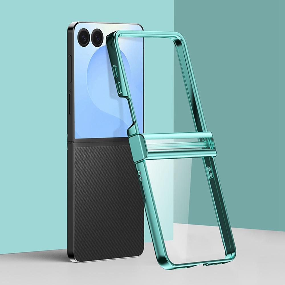 For Samsung Galaxy Z Flip7 5G Case Hinge Design Electroplating PC Clear Phone Cover