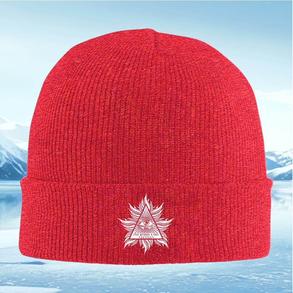 Eye Triangle Flames Lines Black White Men Women Unisex Knitted Hat Beanie Pullover Cap Winter Thermal Warm Christmas Outdoor Cyc