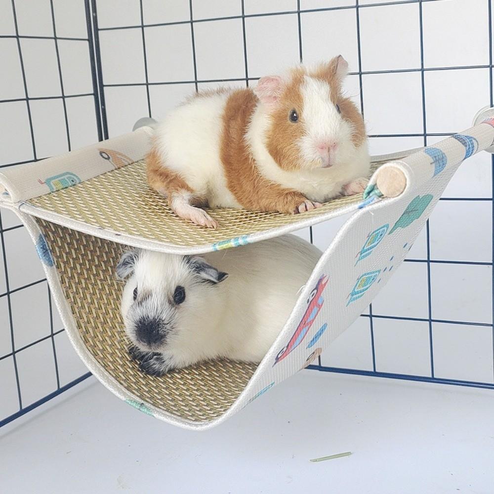 Double Layered Pet Hammock Cool Mat Breathable Cooling Hammock Comfortable Cartoon Pattern Hamster Jumping Platform белый
