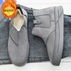 Winter New Snow Boots Men Go Out Versatile High-top Cotton Shoes Velvet Warm Non-slip Lazy Cotton Boots Men
