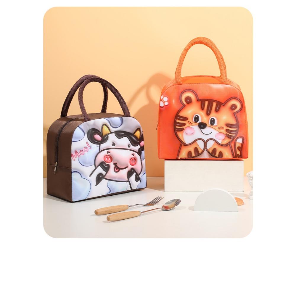 Cute Bento Bag with Rice, Portable Lunch Bag, 3D Three-dimensional Printed Cartoon Preservation and Insulation Lunch Box Bag