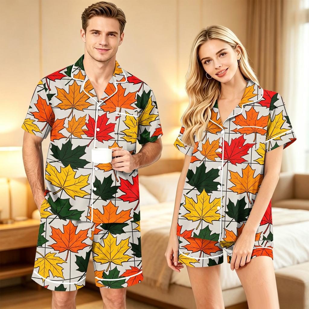 Couples Halloween Print Comfortable Pajama Set for Loungewear
