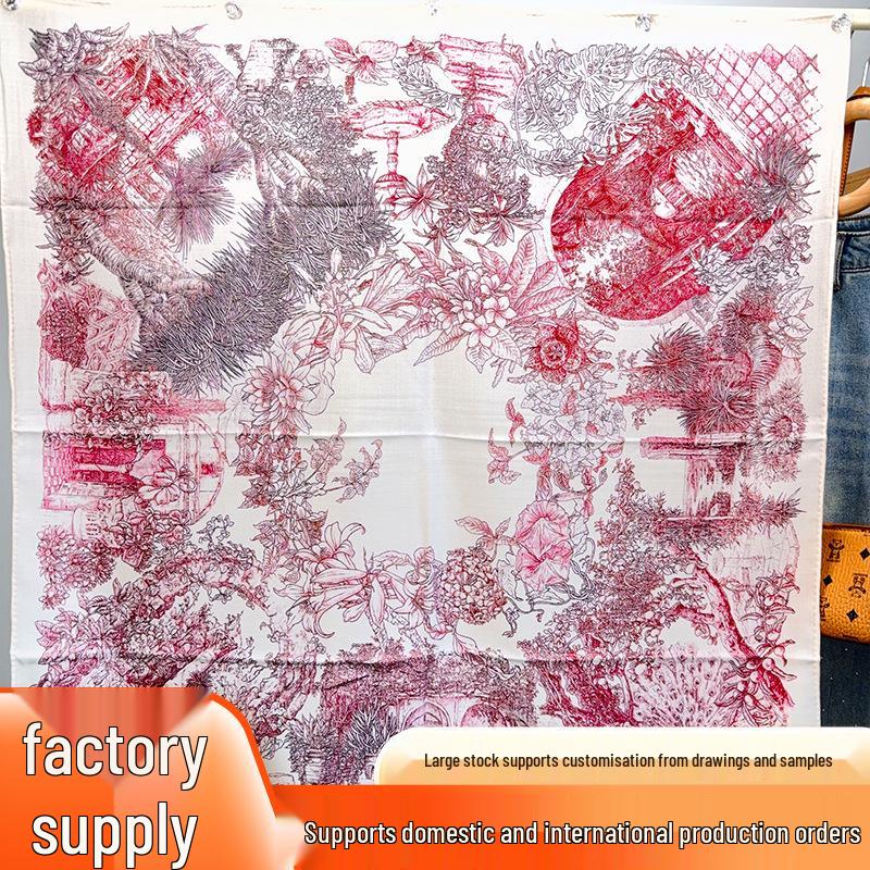 Reversible Mulberry Silk Scarf: Hand-Rolled Edge, Double-Sided Print for Autumn & Winter