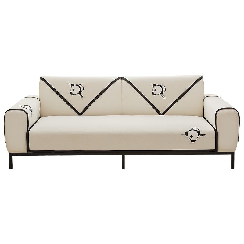 Panda Sofa Mat, Four Seasons Universal Cartoon Cute, Light Luxury, Simple Fabric Sofa Cover, Straight Row Sofa Cover, Cloth Scarf