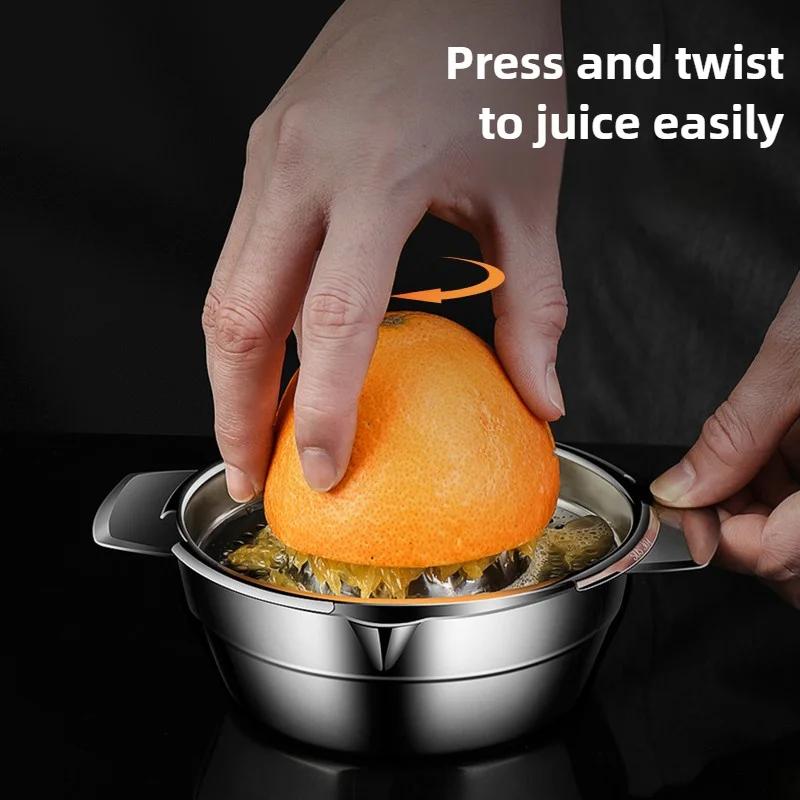 

Stainless Steel Citrus Juicer, Manual Press & Twist Lemon Orange Squeezer, Fruit Juice Extractor for Kitchen світло-сірого кольору