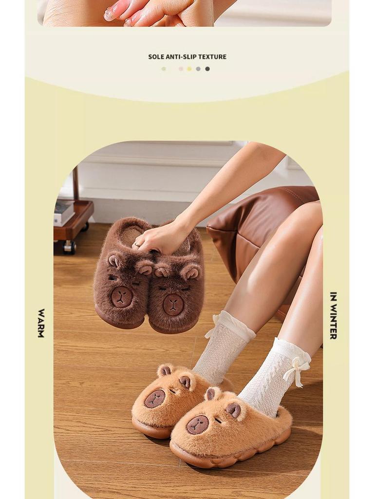 Capybara Cotton Slippers – New Winter 2025 Plush Home Slippers for Men & Women, Cute & Warm for Autumn and Winter.