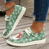 Christmas Snowman Reindeer Pattern Printed Loafers New Fashionable Lace Up Vulcanized Shoes Canvas Women's Flat Shoes Zapatos