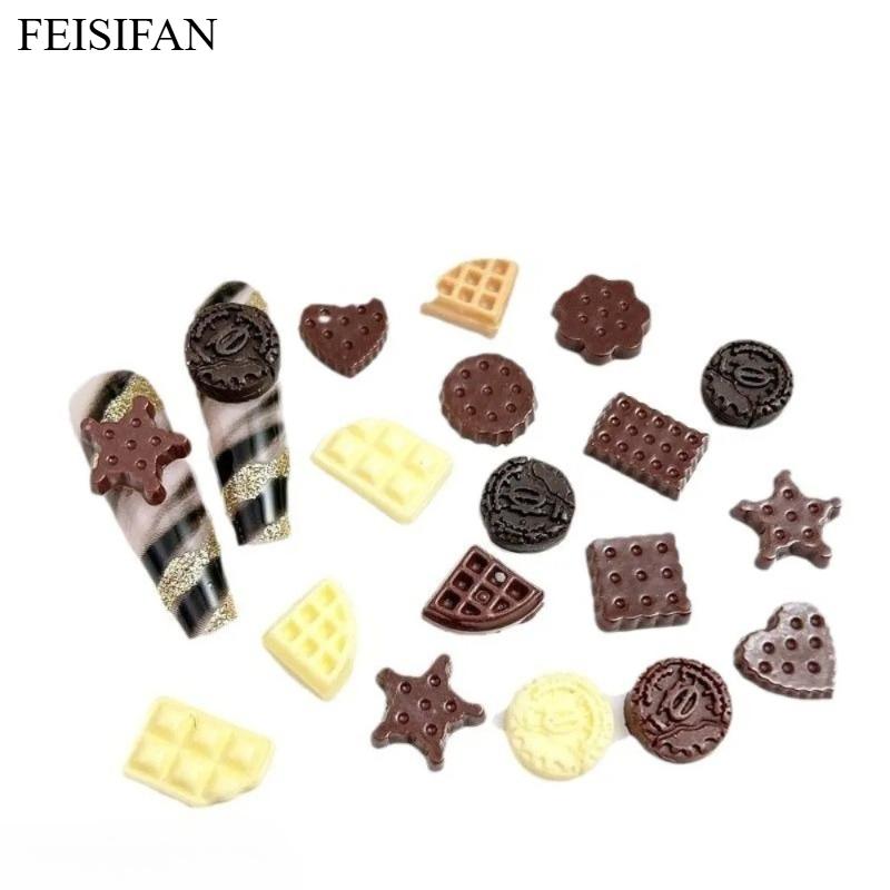 11-Piece Cute Chocolate Style Resin Flatback Ornaments, DIY Craft Supplies for Jewelry Making, Manicure & Hair Accessories