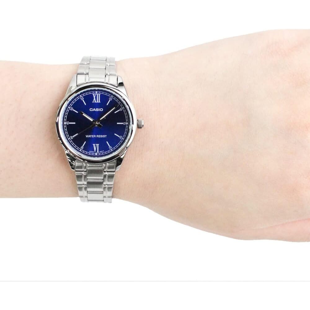 Casio Cheap Casio LTP-V005D-2B2 Women's Quartz Analog Watch Stainless Steel Silver Blue