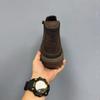 Men's shoes autumn and winter new cotton shoes pure leather one foot casual frosted leather shoes round toe fashion