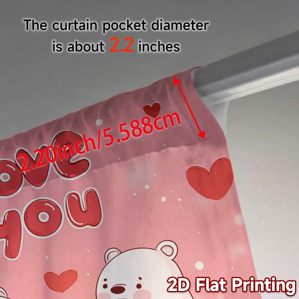 2D Flat Printing  JIT 2pcs   Curtains (Without Rod) Bear Romance Chic Curtains Versatile Polyester Fabric Curtains Thermal