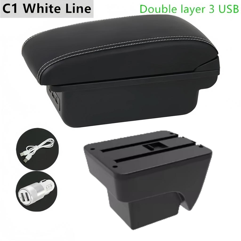 gzcr6 Car Armrest Box For SEAT IBIZA  2017-2024 Leather Arm Rest Center Console Storage USB Arm Rest Decoration Interior Parts