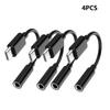 2/4PCS USB-C Type-C to 3.5mm Black Audio earphone adapters USB Type-C to 3.5mm female headphone jack adapter 3