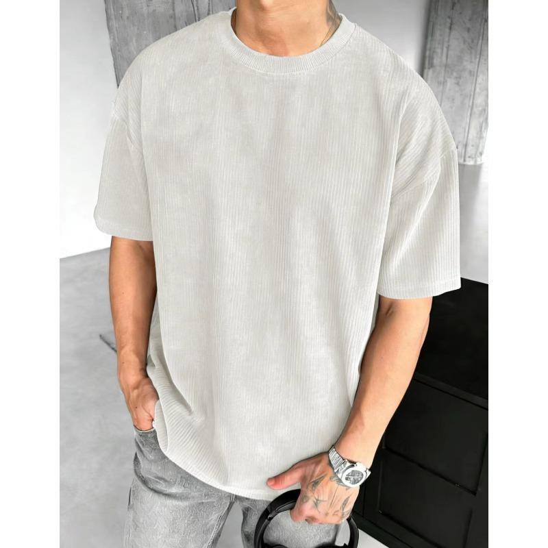Neues einfarbiges lässiges trendiges Rundhals-Kurzarm-Herren-T-Shirt