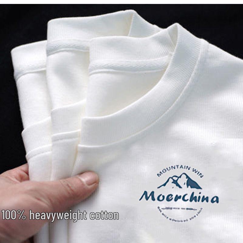 

Футболка унисекс в китайском стиле с коротким рукавом из плотного гребенного хлопка: Летний тренд, свободный покрой, повседневный топ XXXXL