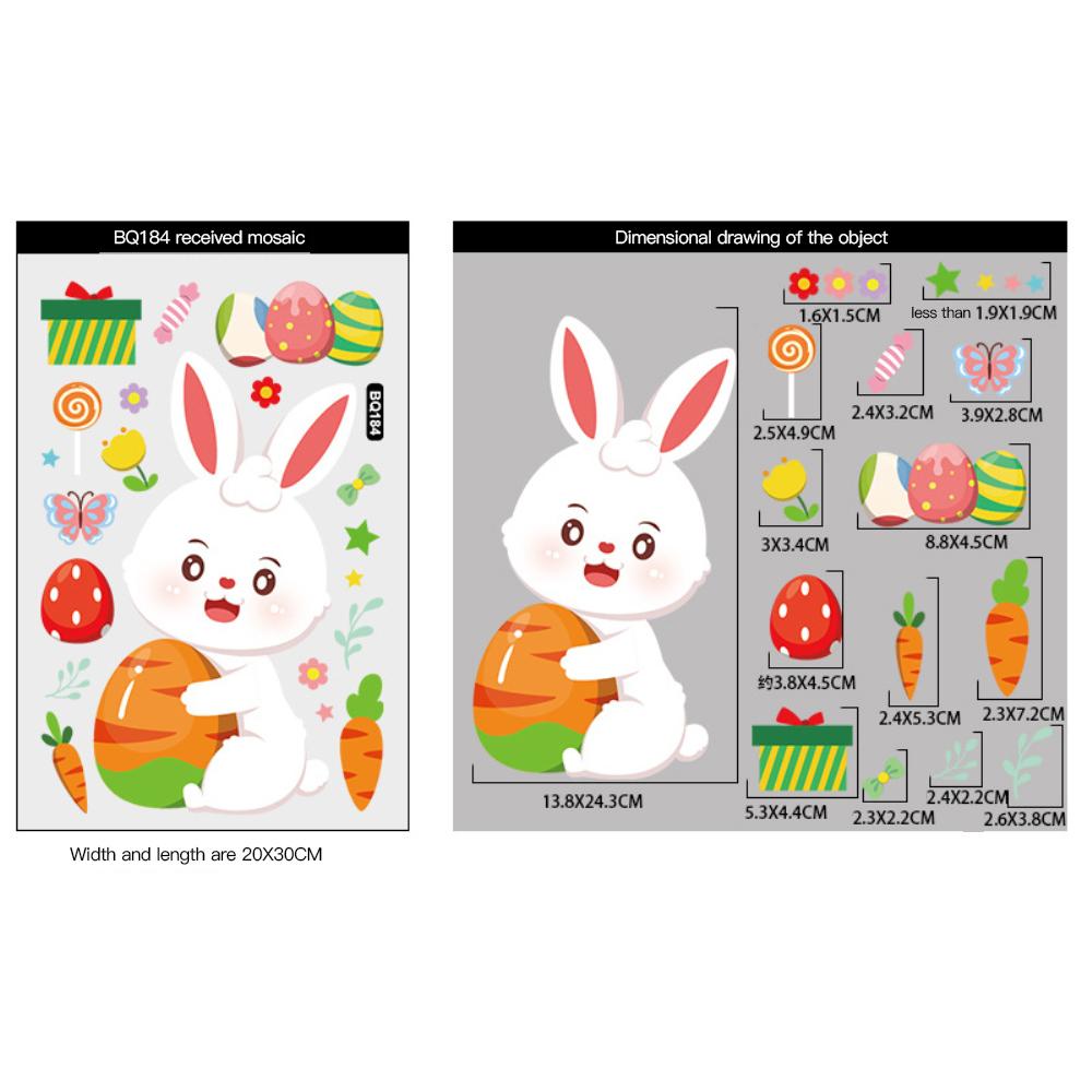 Happy Easter Window Stickers Rabbit Easter Eggs Carrot Glass Sticker Easter Party Wall Sticker Easter Decorations For Home