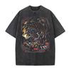 Anime T-shirt Red Eyes Black Dragon Short Sleeve Tee Shirt Vintage Summer Washed Pure Cotton Tops Men's Clothing