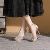 Celebrity Style Heel Fashion Sandals Women's 2025 Spring and Summer New Rhinestone Thin Heel Waterproof Table with High Heels