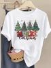 (Asian Size) lovely trend cute New Year T Shirt Christmas Clothing Women Fashion Festival Tee Top Print Woman Short Sleeve Graphic T-shirts