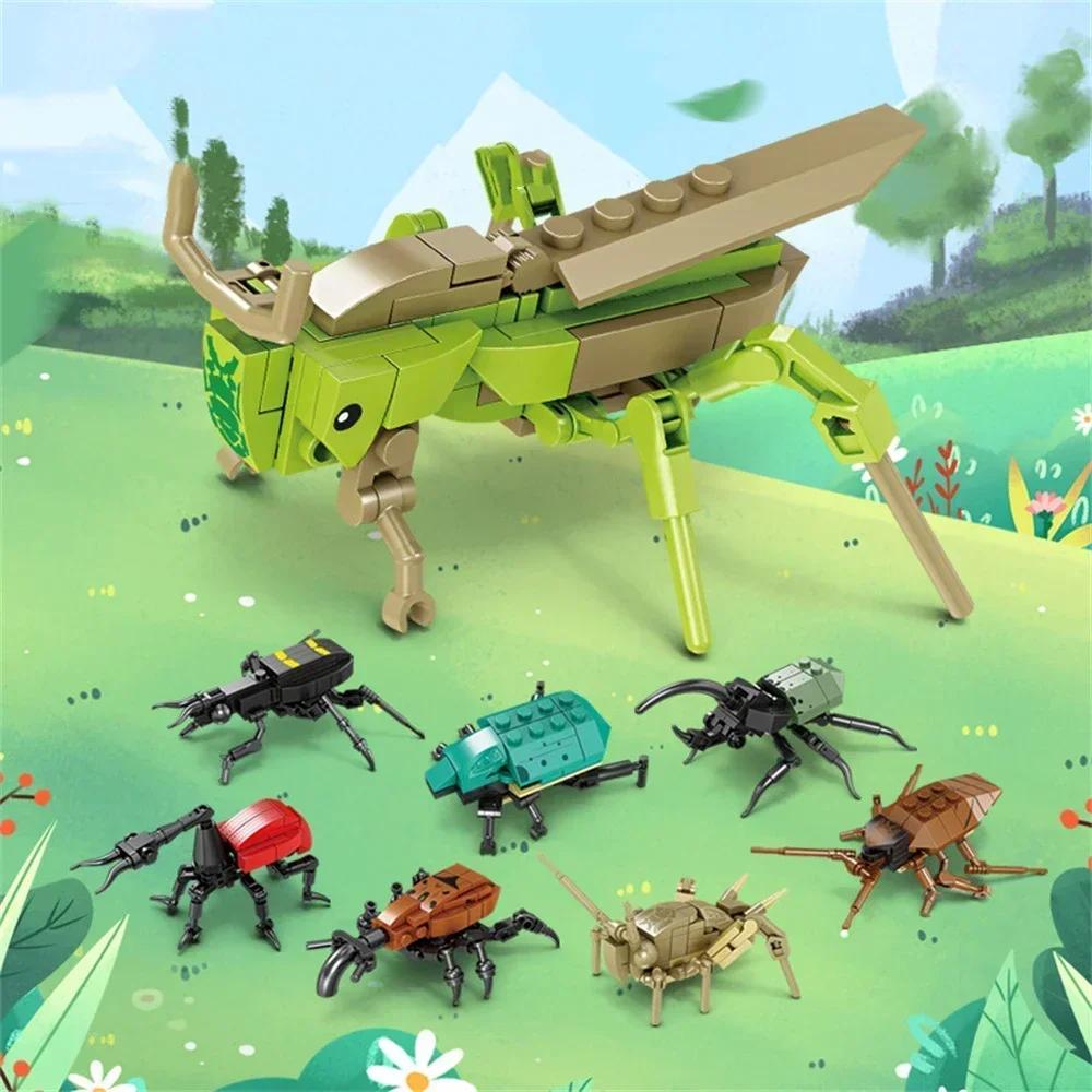Rhinoceros Beetle Colorful Insect 3D Model Building Blocks Toy Easy Assembly Puzzle Toys Perfect Holiday Gift for Kids Birthday
