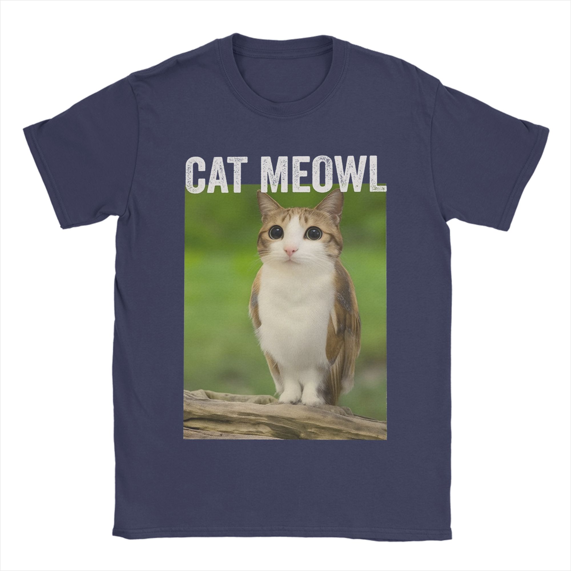 

Vintage Cat Meowl Owl For Animal Lovers T-Shirts Men Crew Neck 100% Cotton T Shirts Short Sleeve Tees 4XL 5XL Clothing 4XL