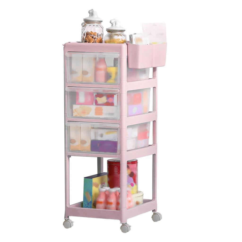 Cărucior de depozitare rulant cu roți 3 sertare transparente mate cărucior rulant durabil cu 1 nivel superior 2