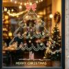 Christmas Store Window Displays Tree Sticker, Simple Line Static Cling Decal, Waterproof Easy Peel Film Removable Festive PVC Decal for Holiday
